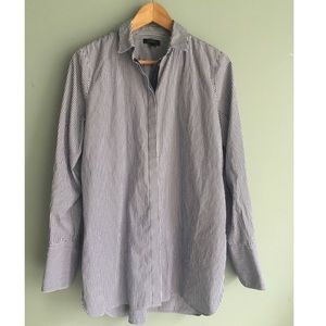 J Crew Endless Shirt sz 8 Navy White career stripe